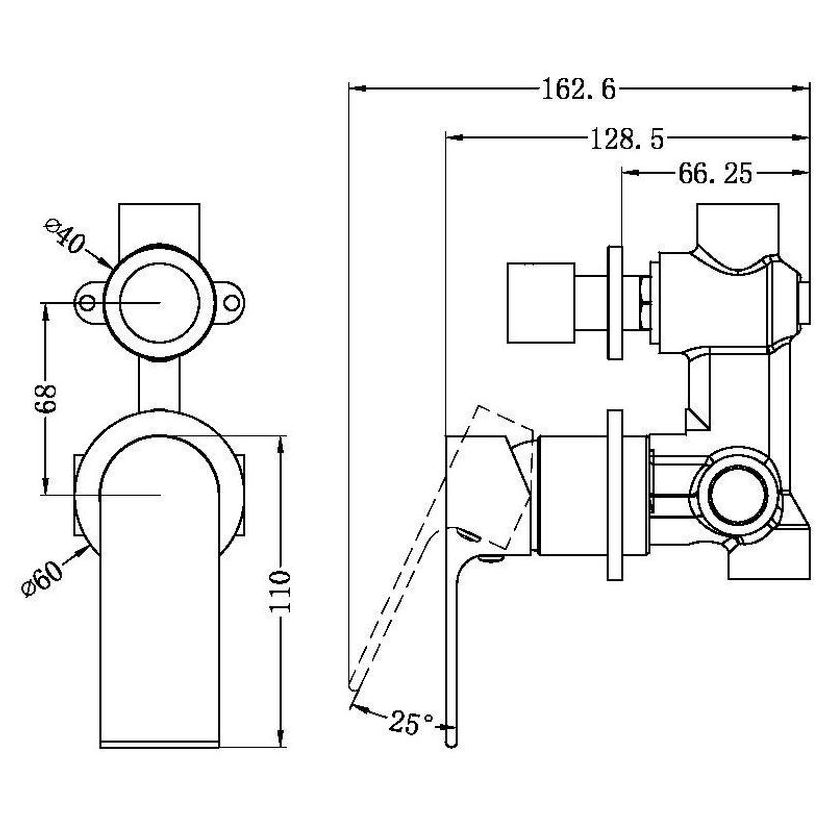 Bianca Shower Mixer With Divertor Separate Back Plate - Chrome