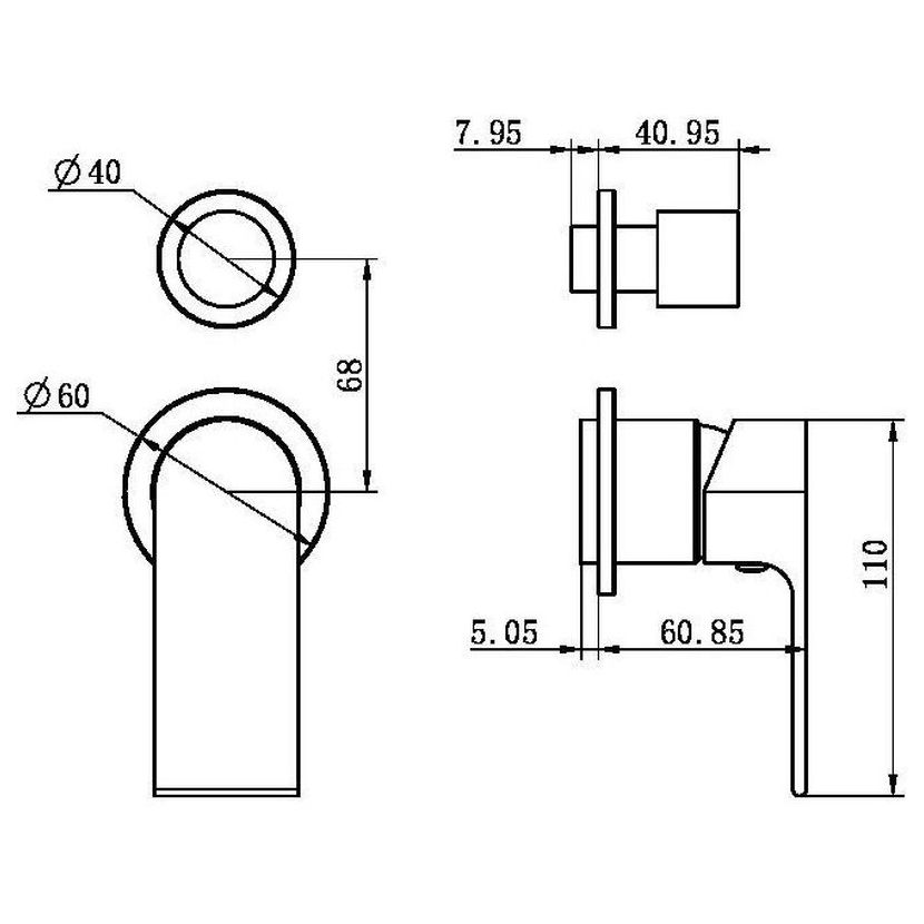 Bianca Shower Mixer With Divertor Separate Back Plate Trim Kits Only - Brushed Gold