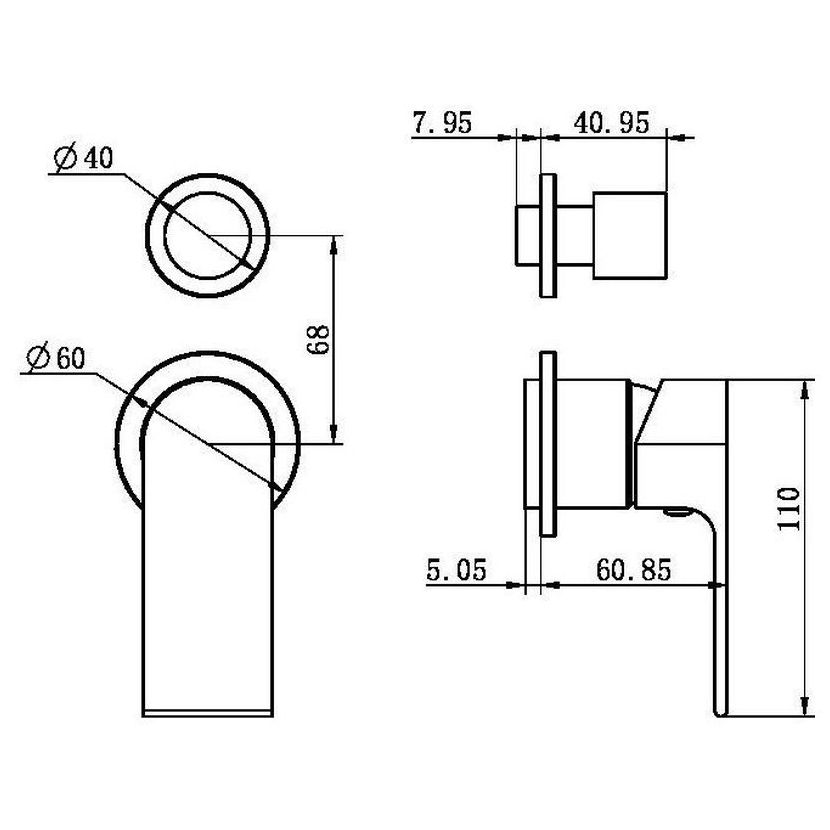 Bianca Shower Mixer With Divertor Separate Back Plate Trim Kits Only - Chrome