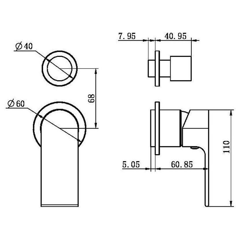 Bianca Shower Mixer With Divertor Separate Back Plate Trim Kits Only - Gun Metal