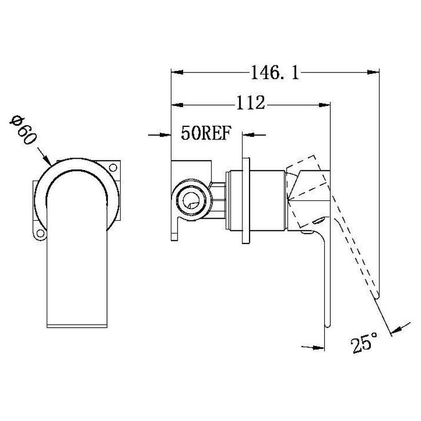 Bianca Shower Mixer 60mm Plate - Matte Black