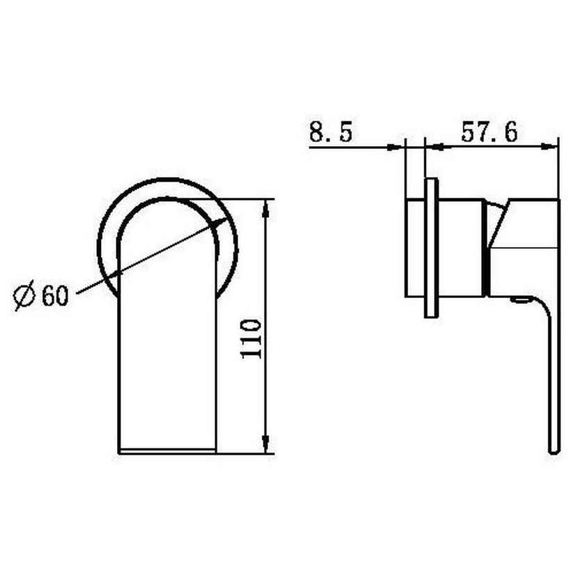 Bianca Shower Mixer 60mm Plate Trim Kits Only - Gun Metal