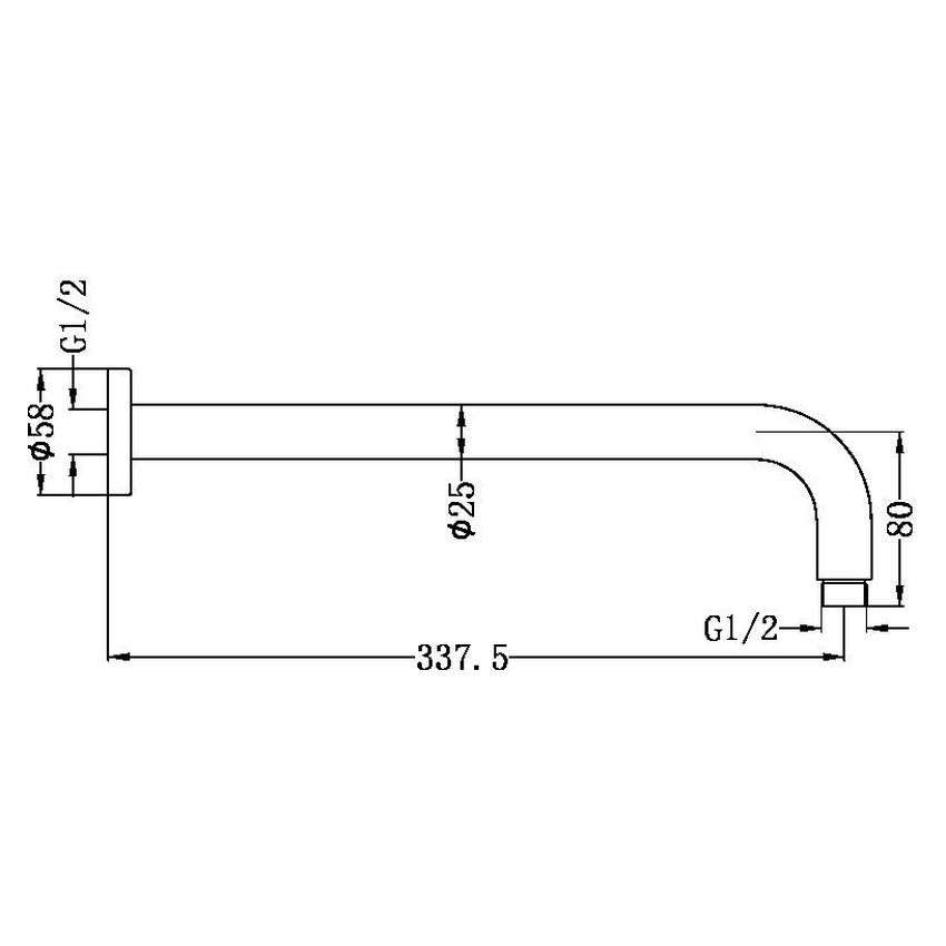 Round Shower Arm in Graphite