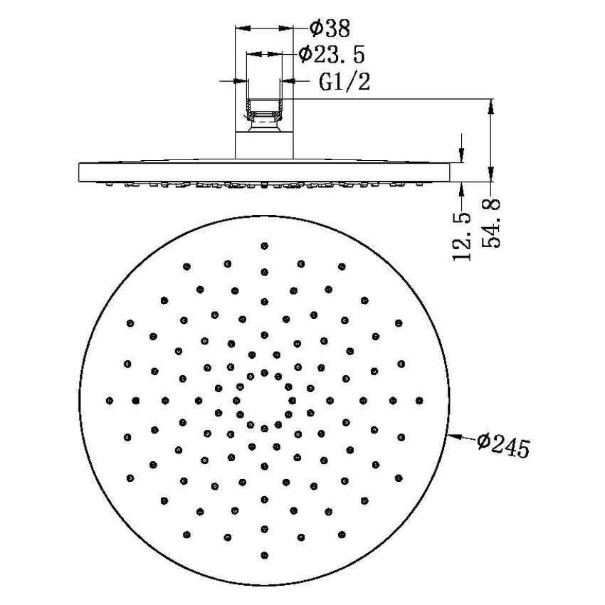 250mm ABS Round Shower Head - Brushed Nickel