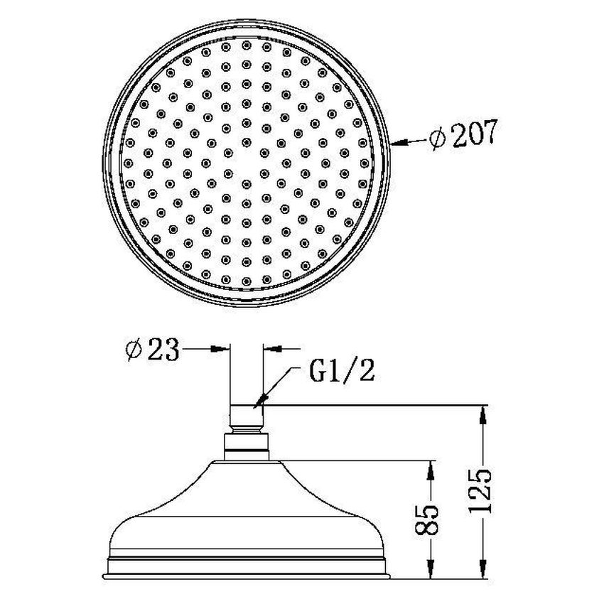 York 200mm Shower Head - Aged Brass