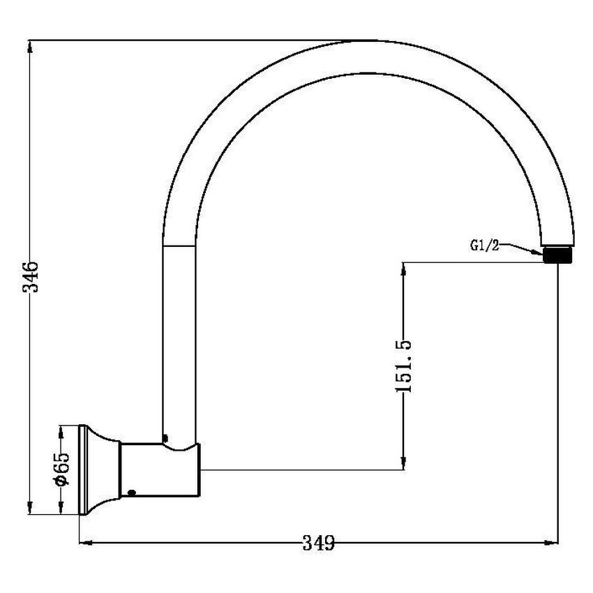 York Shower Arm - Matte Black