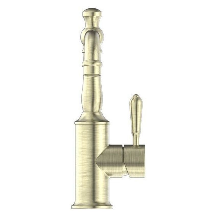 York Basin Mixer With Metal Lever - Aged Brass