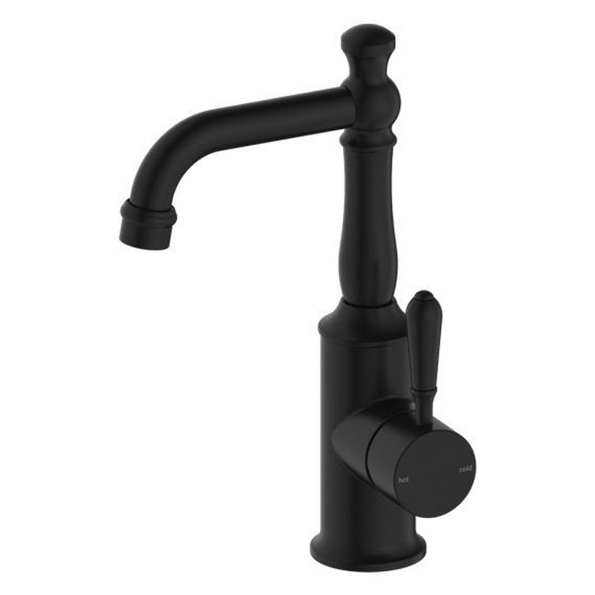 York Basin Mixer With Metal Lever - Matte Black