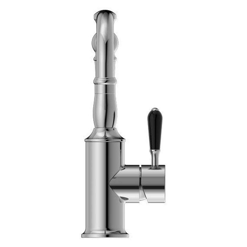 York Basin Mixer With Black Porcelain Lever - Chrome