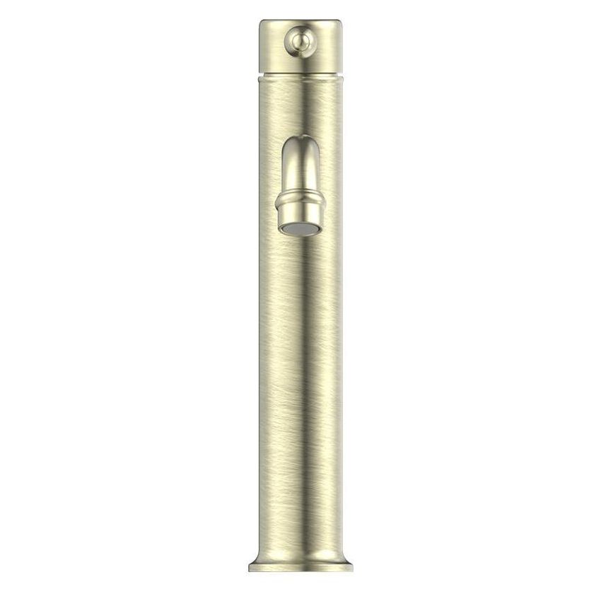 York Straight Tall Basin Mixer With Metal Lever - Aged Brass
