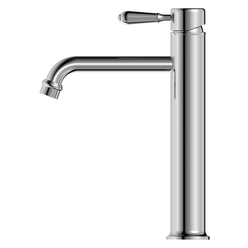 York Straight Tall Basin Mixer With Metal Lever - Chrome