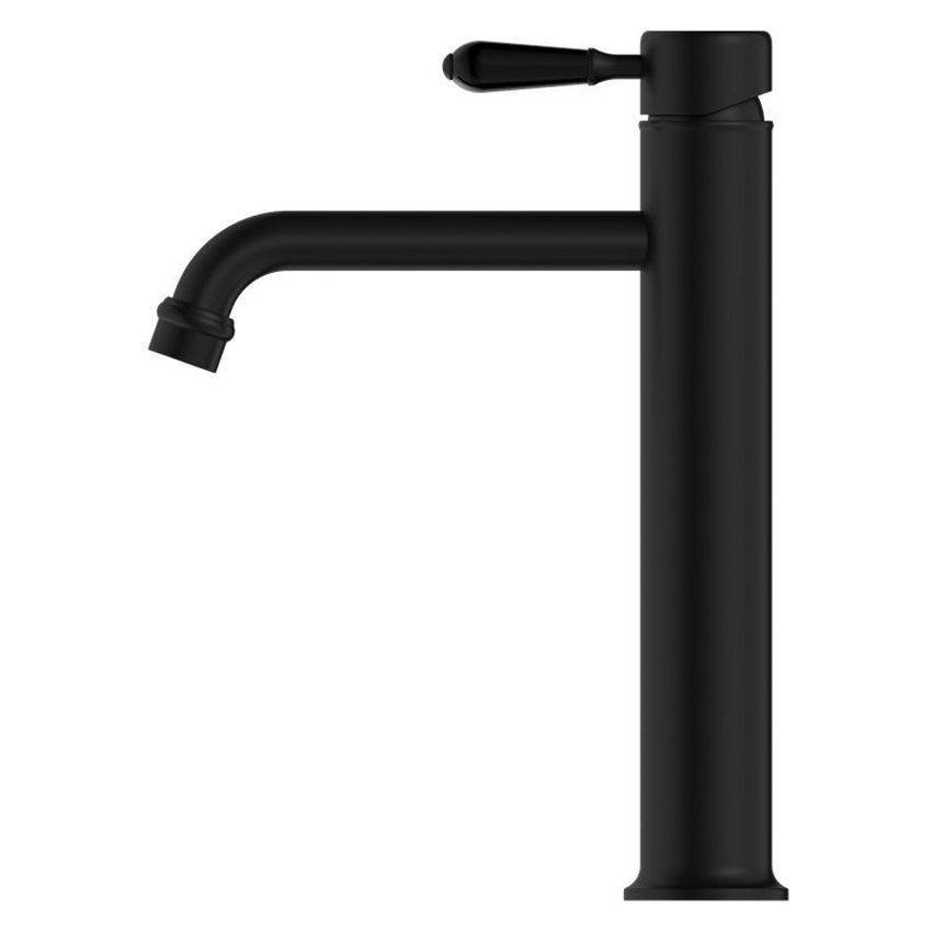 York Straight Tall Basin Mixer With Metal Lever - Matte Black