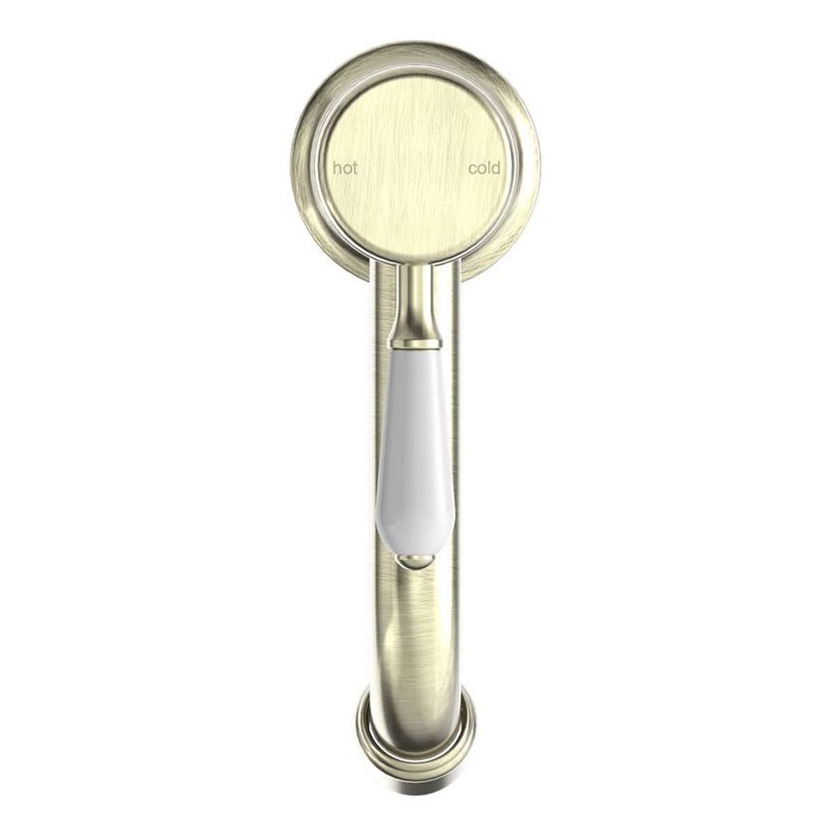 York Straight Basin Mixer With White Porcelain Lever - Aged Brass