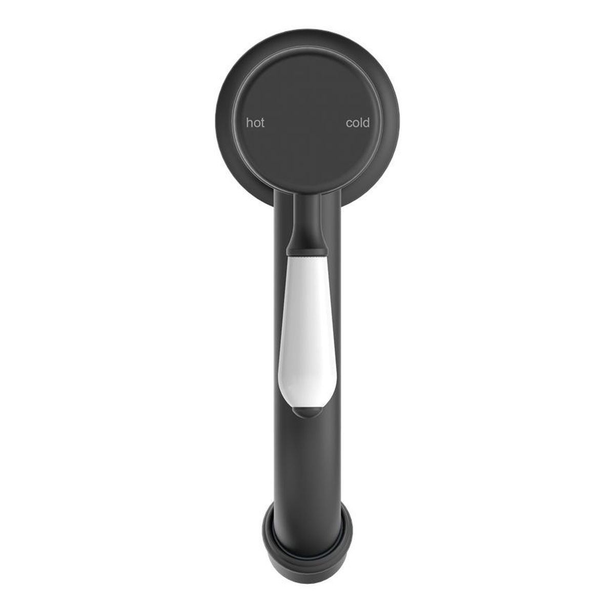 York Straight Basin Mixer With White Porcelain Lever - Matte Black