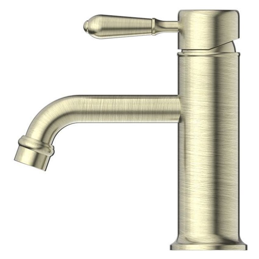 York Straight Basin Mixer With Metal Lever - Aged Brass