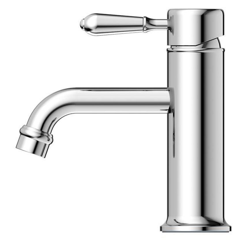 York Straight Basin Mixer With Metal Lever - Chrome
