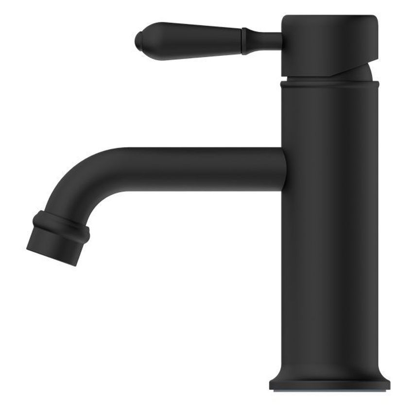 York Straight Basin Mixer With Metal Lever - Matte Black
