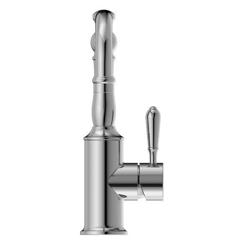 York Basin Mixer Hook Spout With Metal Lever - Chrome