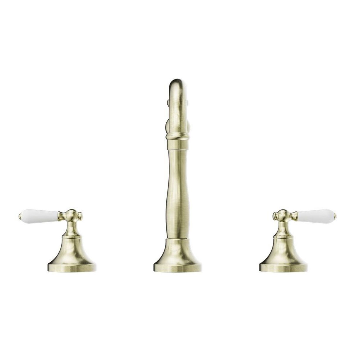 York Basin Set With White Porcelain Lever - Aged Brass