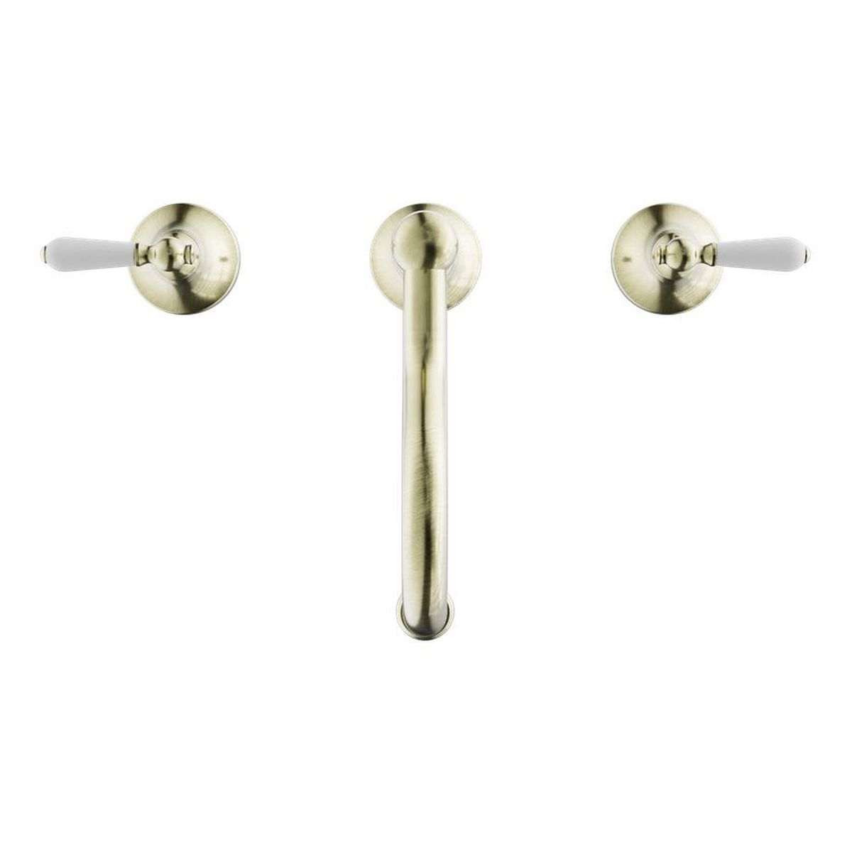 York Basin Set With White Porcelain Lever - Aged Brass