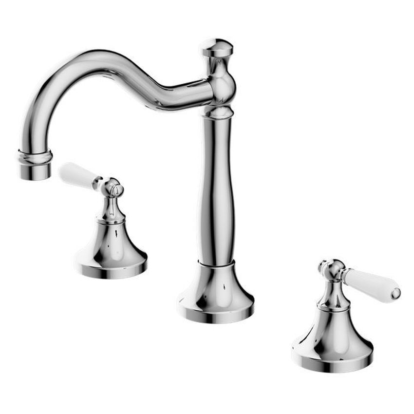 York Basin Set With White Porcelain Lever - Chrome