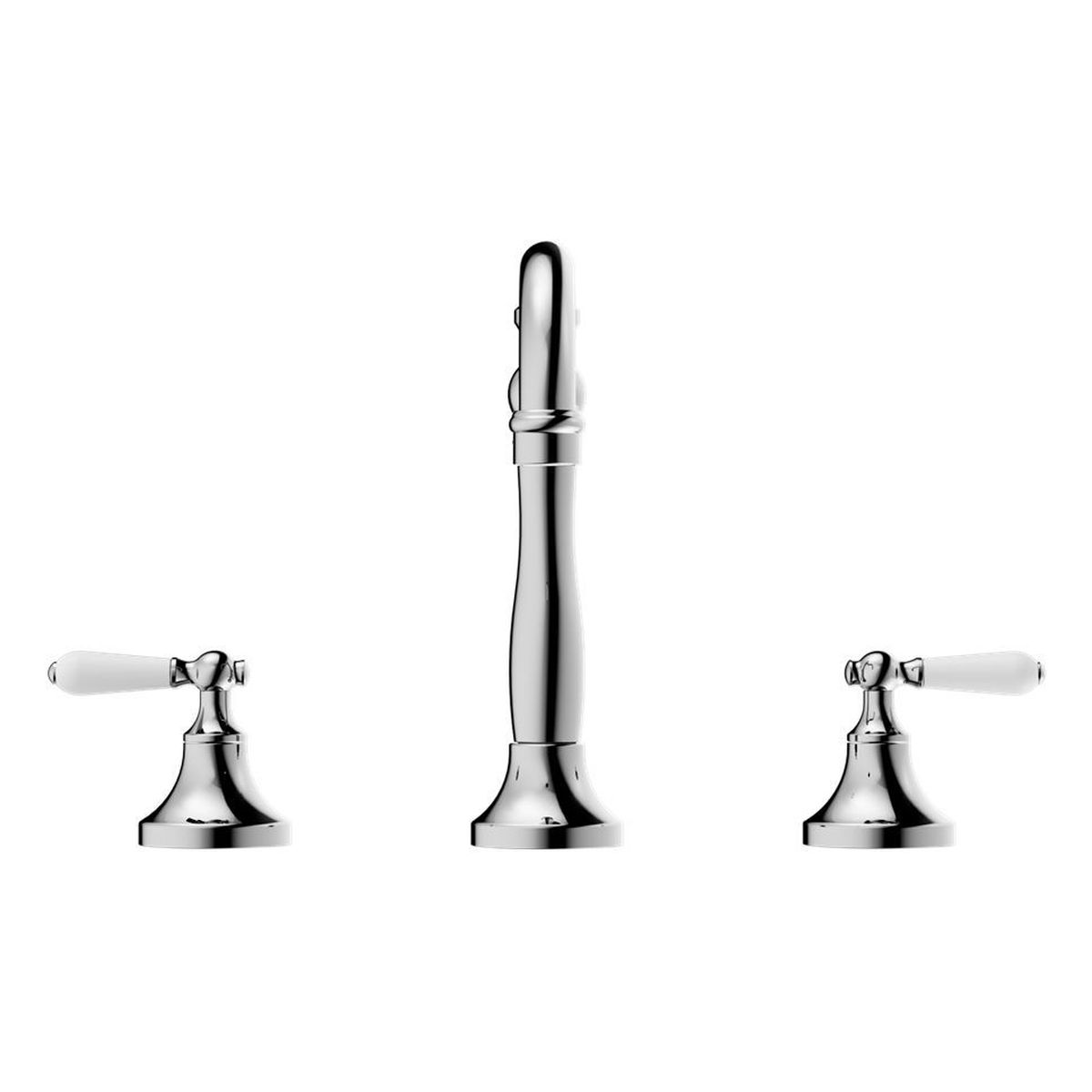 York Basin Set With White Porcelain Lever - Chrome
