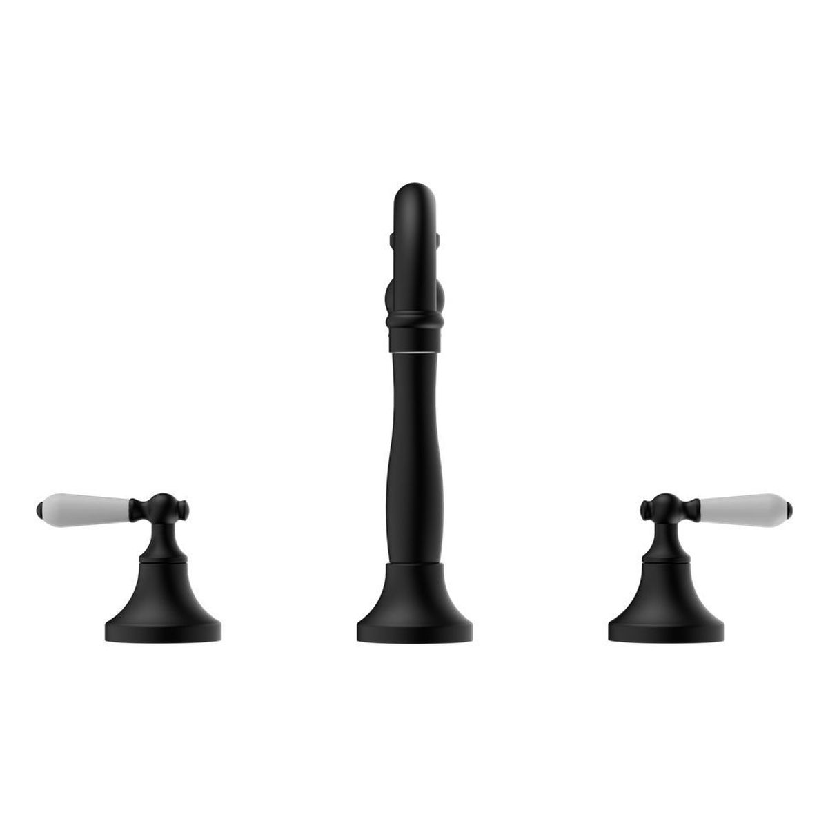 York Basin Set With White Porcelain Lever - Matte Black