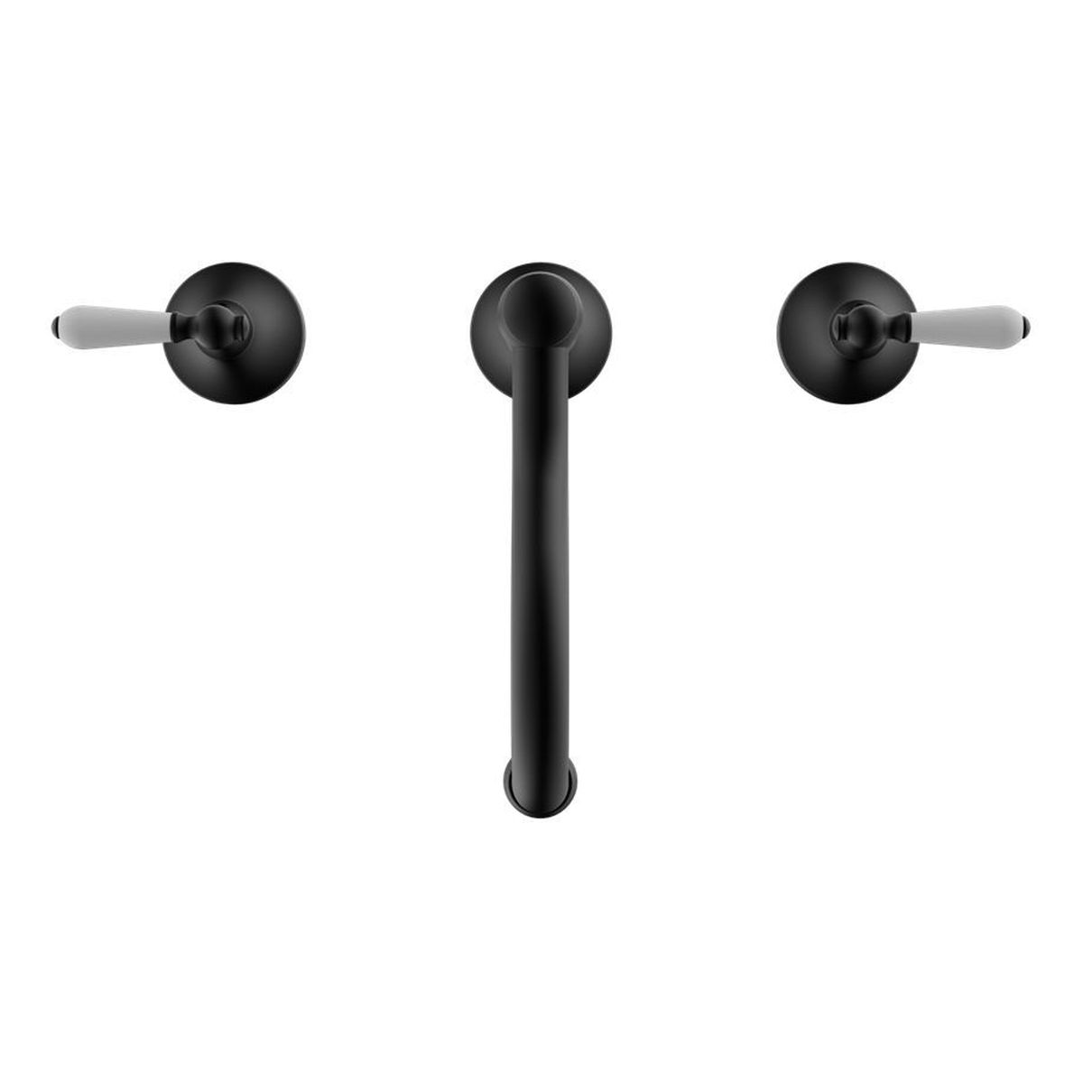 York Basin Set With White Porcelain Lever - Matte Black