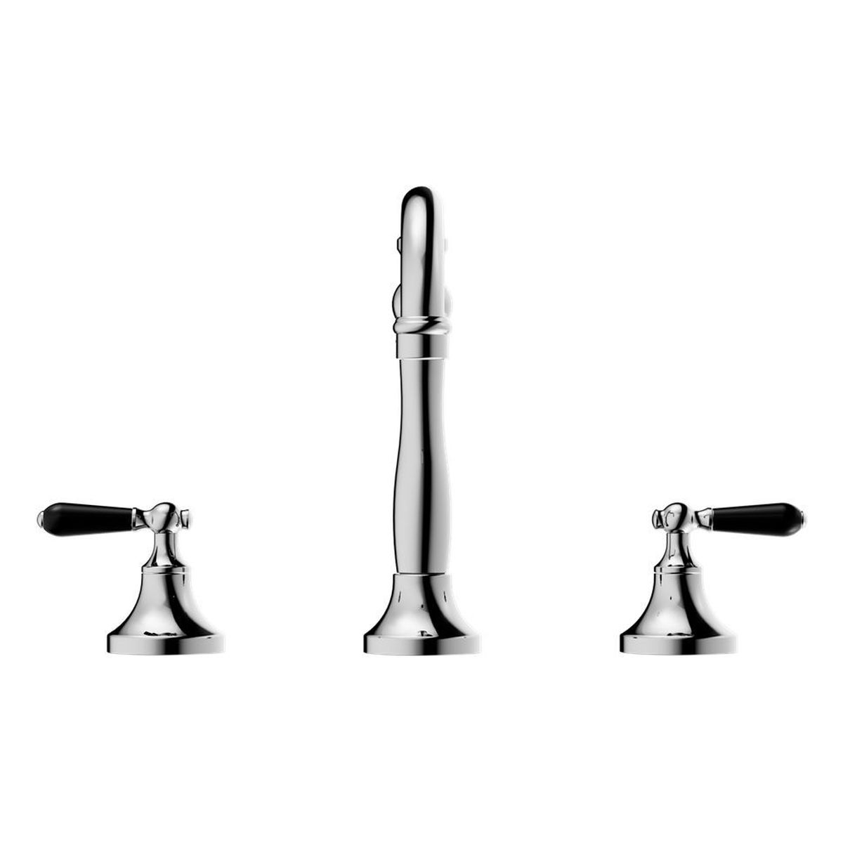 York Basin Set With Black Porcelain Lever - Chrome