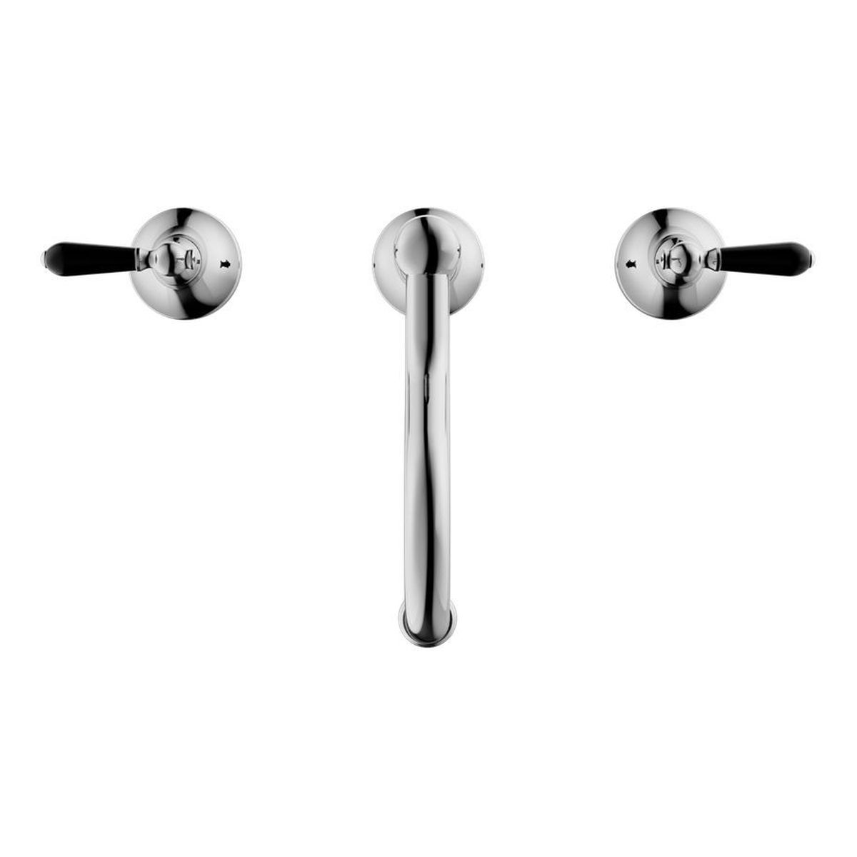 York Basin Set With Black Porcelain Lever - Chrome