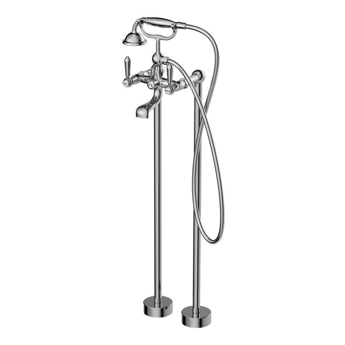 York Freestanding Bath Set With Metal Hand Shower - Chrome