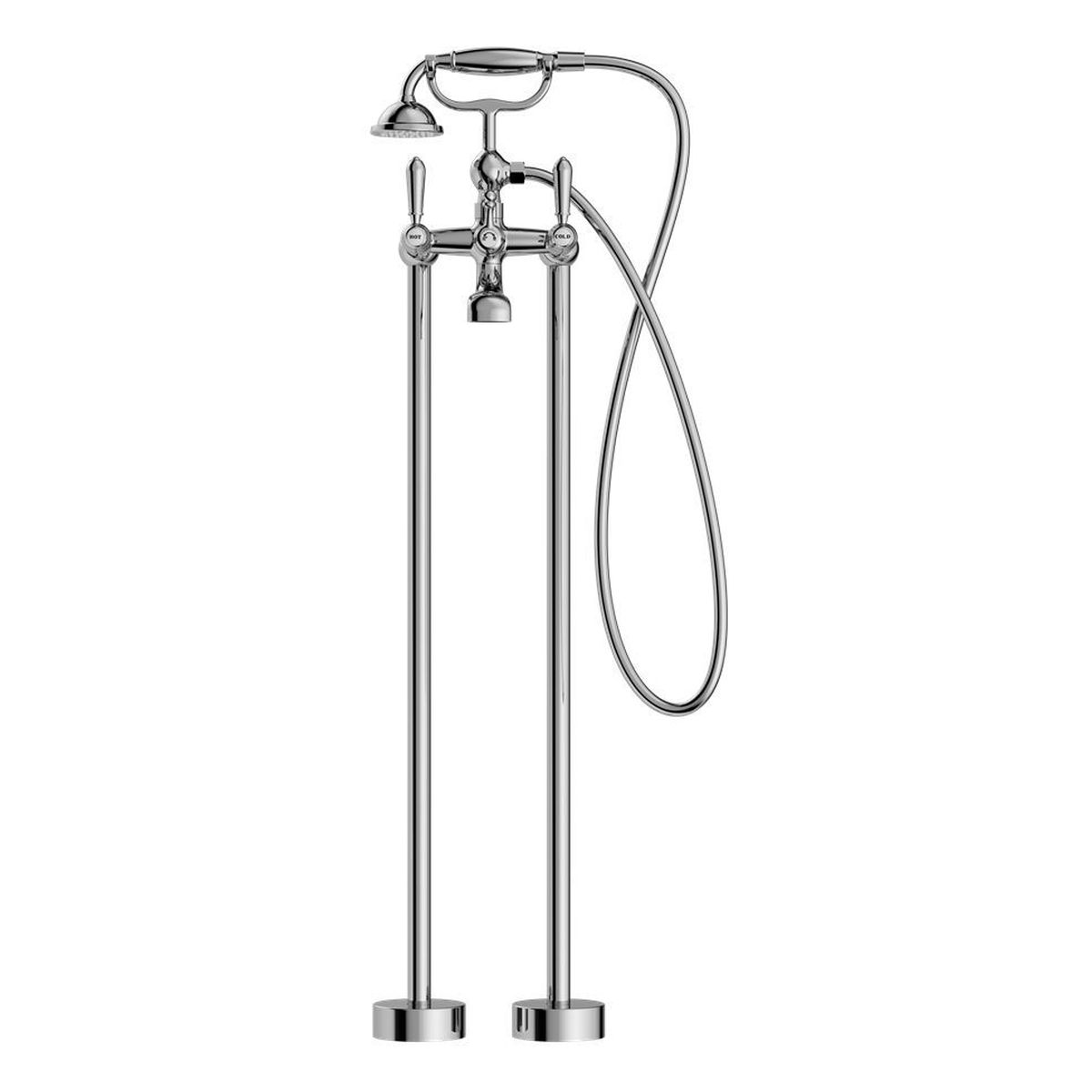 York Freestanding Bath Set With Metal Hand Shower - Chrome