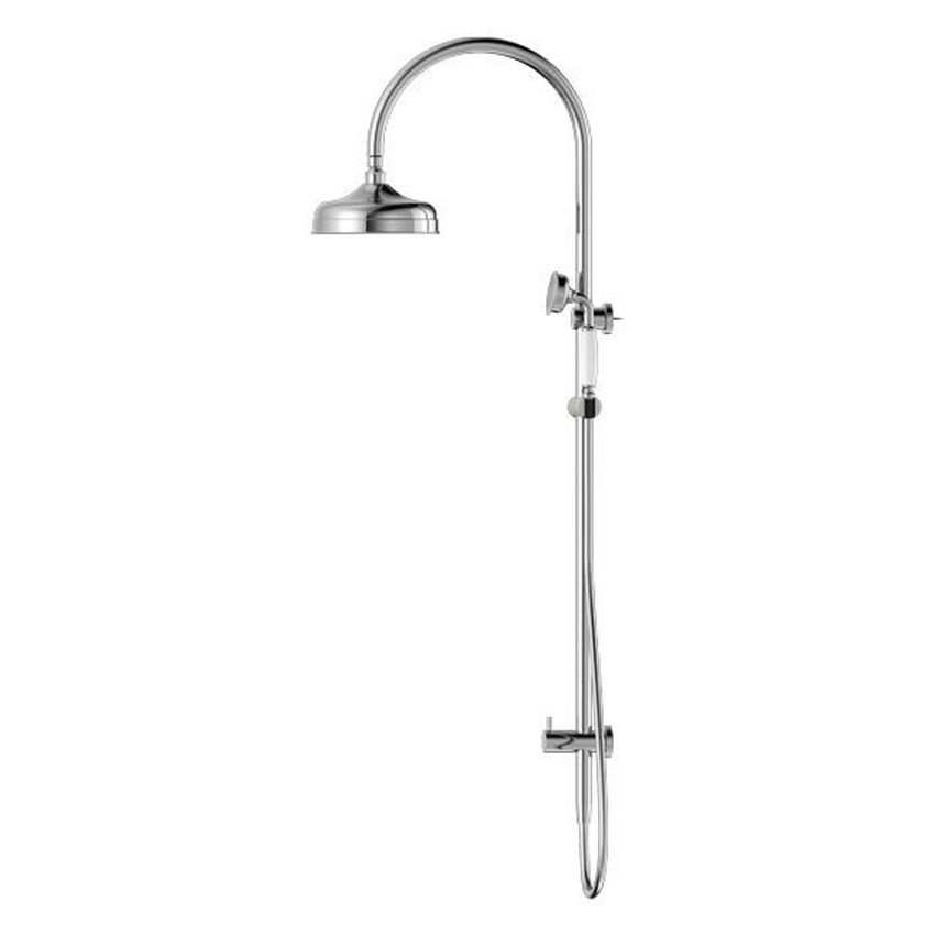 York Twin Shower With White Porcelain Hand Shower - Chrome