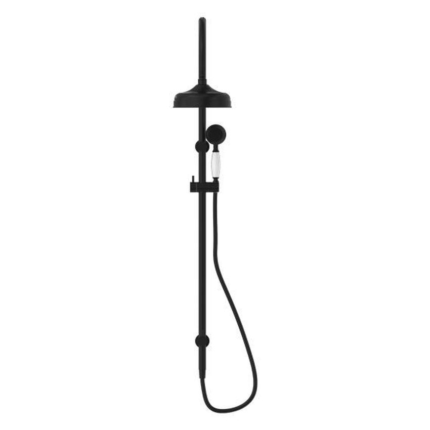 York Twin Shower With White Porcelain Hand Shower - Matte Black