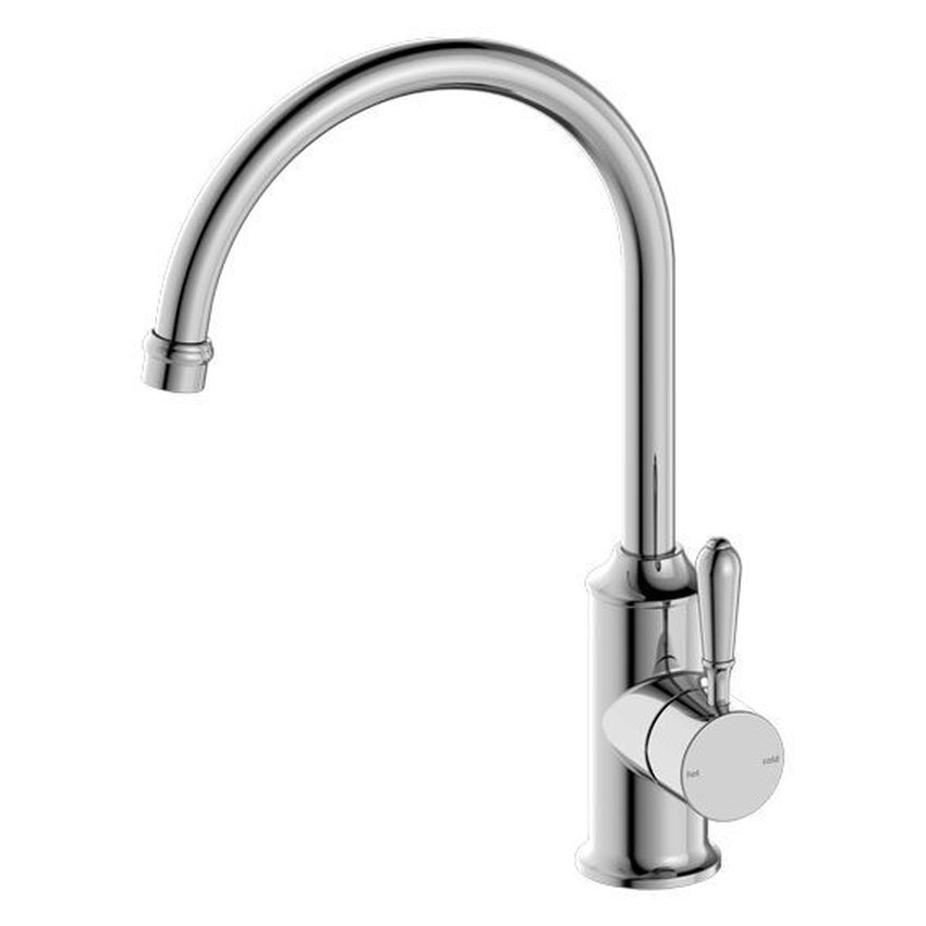 York Kitchen Mixer Gooseneck Spout With Metal Lever - Chrome