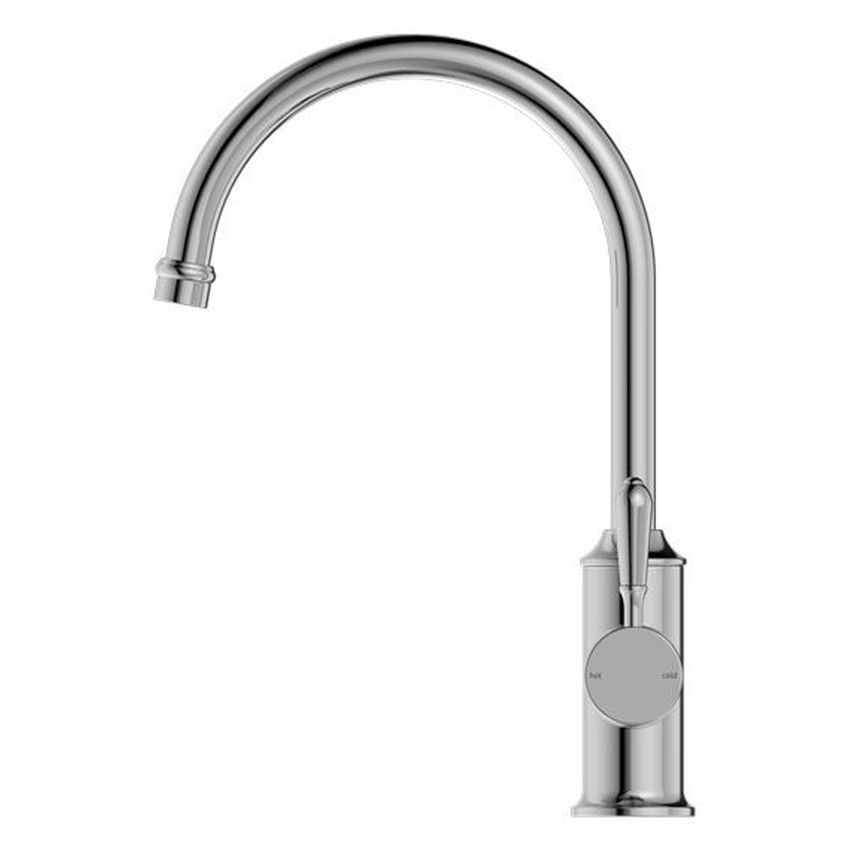 York Kitchen Mixer Gooseneck Spout With Metal Lever - Chrome