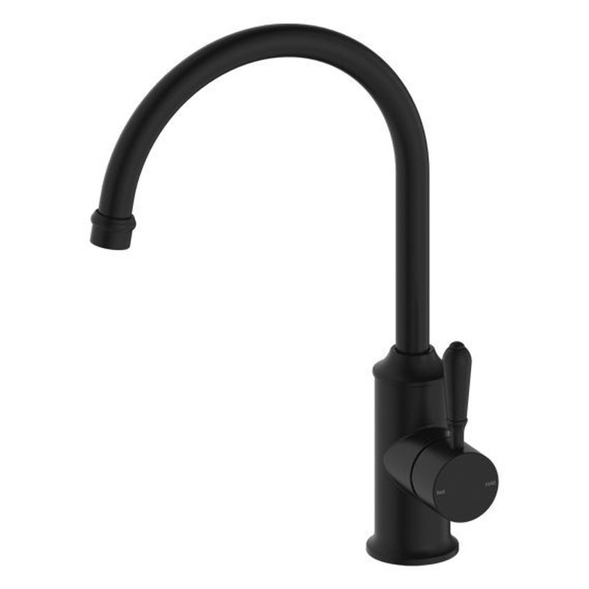 York Kitchen Mixer Gooseneck Spout With Metal Lever - Matte Black