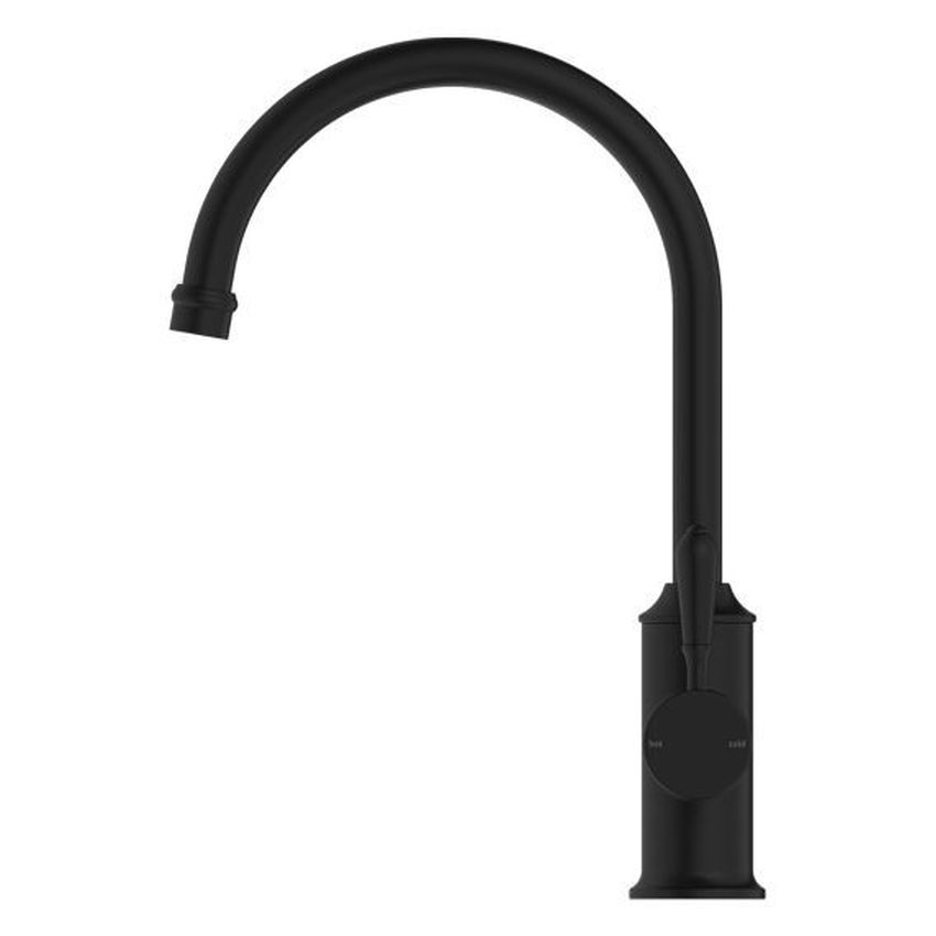 York Kitchen Mixer Gooseneck Spout With Metal Lever - Matte Black