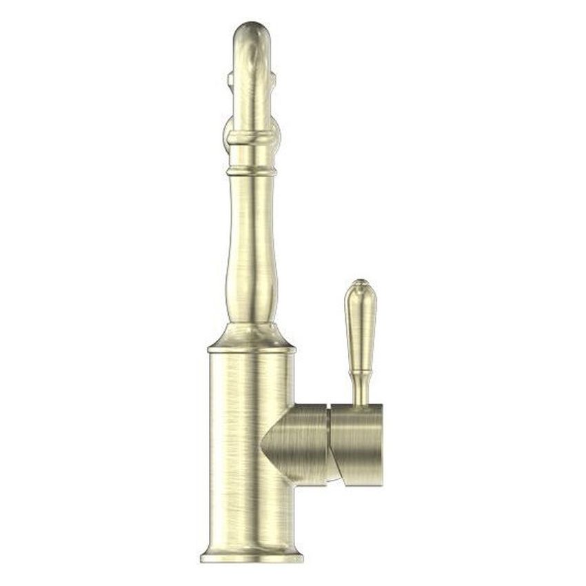 York Kitchen Mixer Hook Spout With Metal Lever - Aged Brass