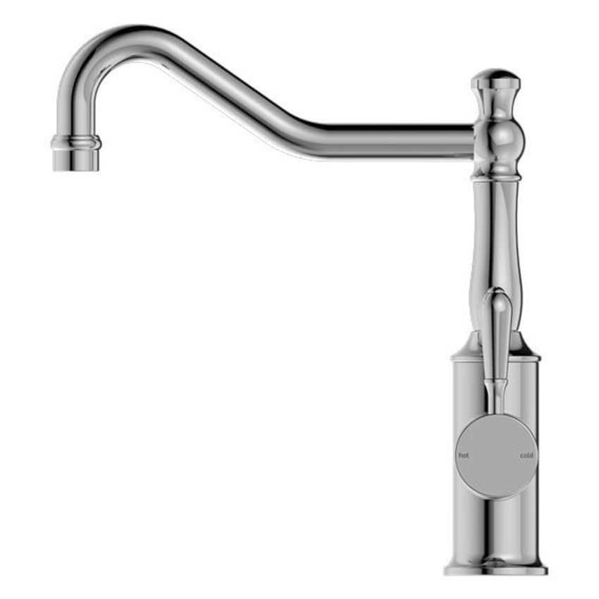 York Kitchen Mixer Hook Spout With Metal Lever - Chrome