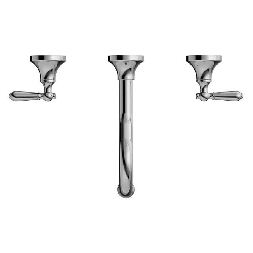 York Wall Basin Set With Metal Lever - Chrome