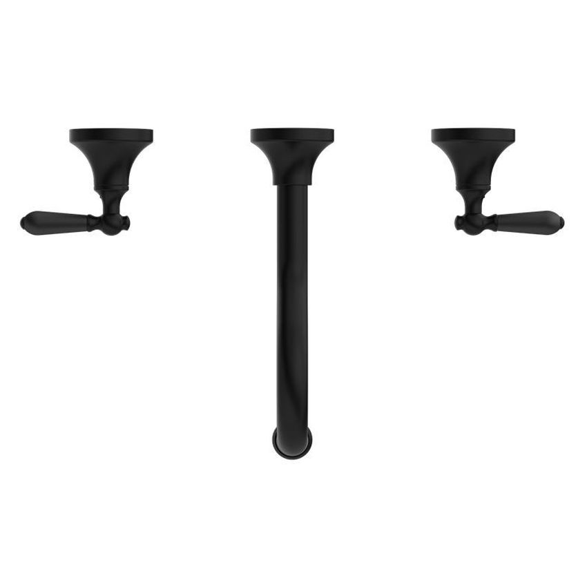 York Wall Basin Set With Metal Lever - Matte Black
