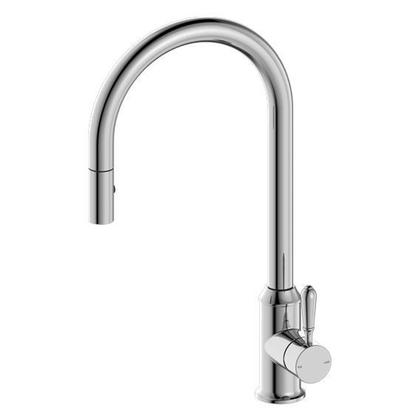 York Pull Out Sink Mixer With Vegie Spray Function With Metal Lever - Chrome