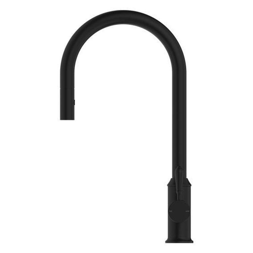 York Pull Out Sink Mixer With Vegie Spray Function With Metal Lever - Matte Black