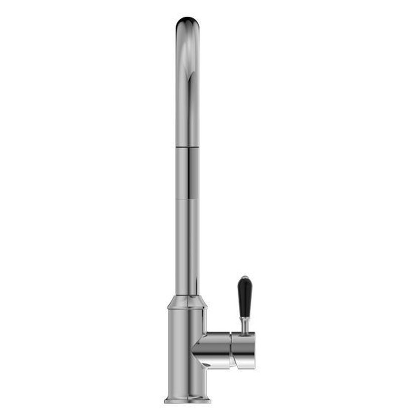 York Pull Out Sink Mixer With Vegie Spray Function With Black Porcelain Lever - Chrome