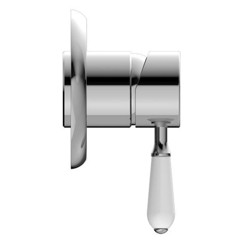 York Shower Mixer With White Porcelain Lever - Chrome