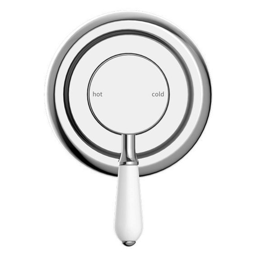 York Shower Mixer With White Porcelain Lever - Chrome