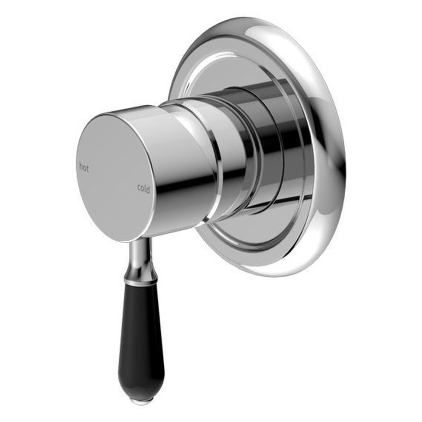 York Shower Mixer With Black Porcelain Lever - Chrome