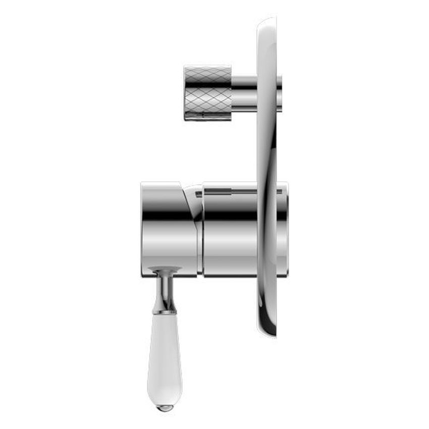 York Shower Mixer With Divertor With White Porcelain Lever - Chrome