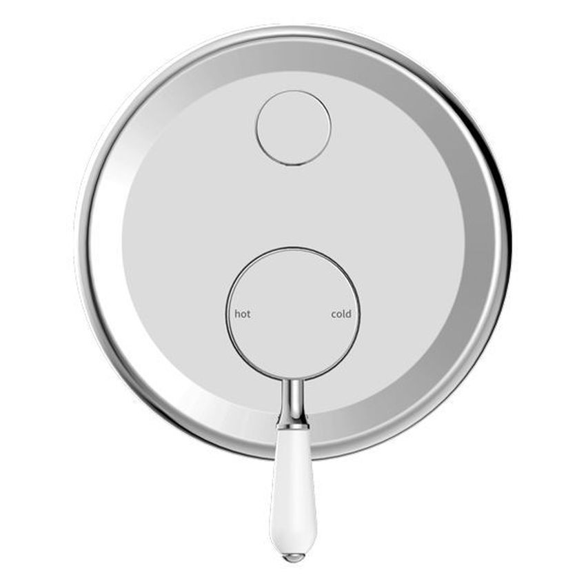 York Shower Mixer With Divertor With White Porcelain Lever - Chrome